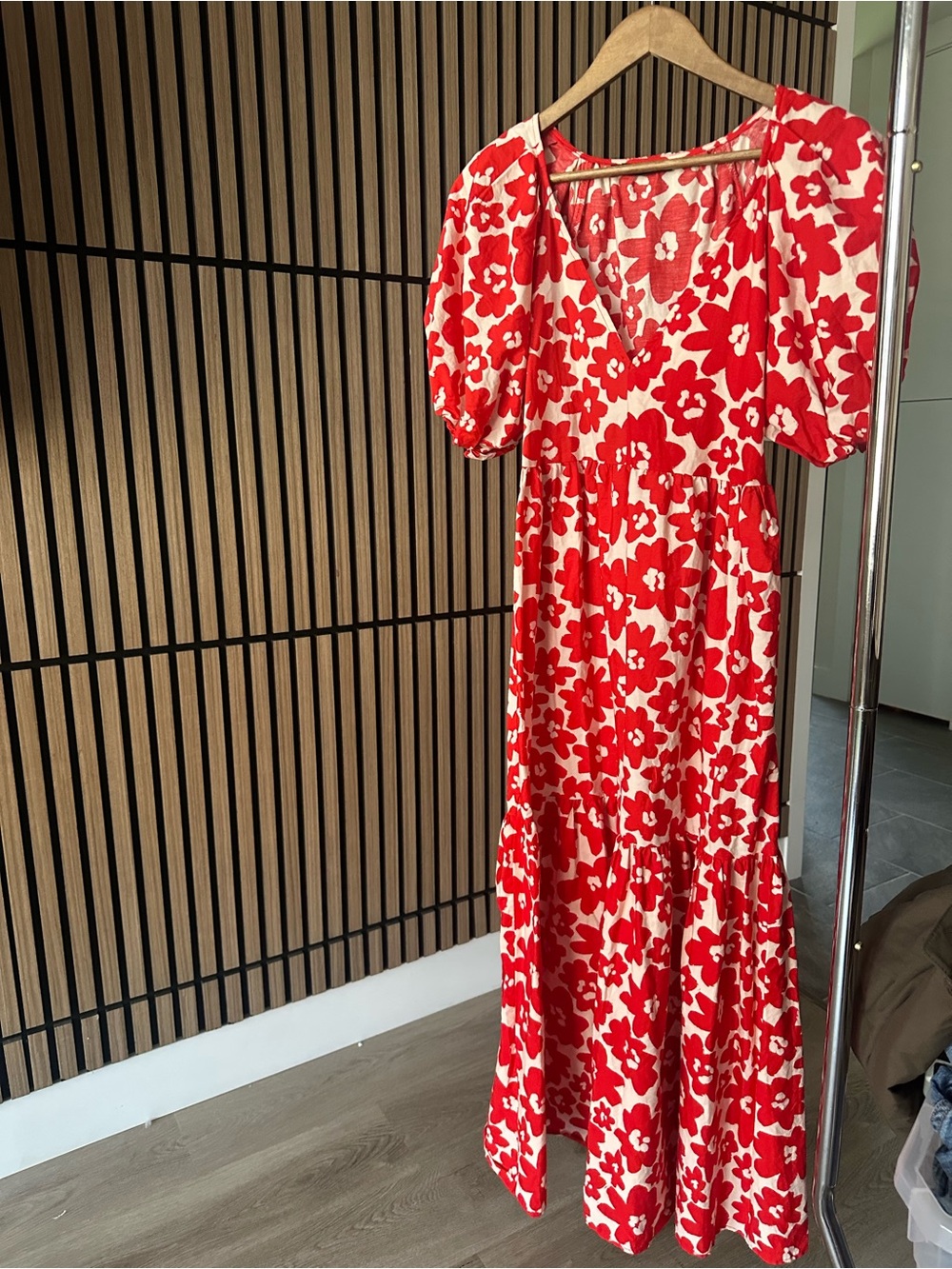 Zara Poplin Floral Print Puff-Sleeve Maxi Dress
